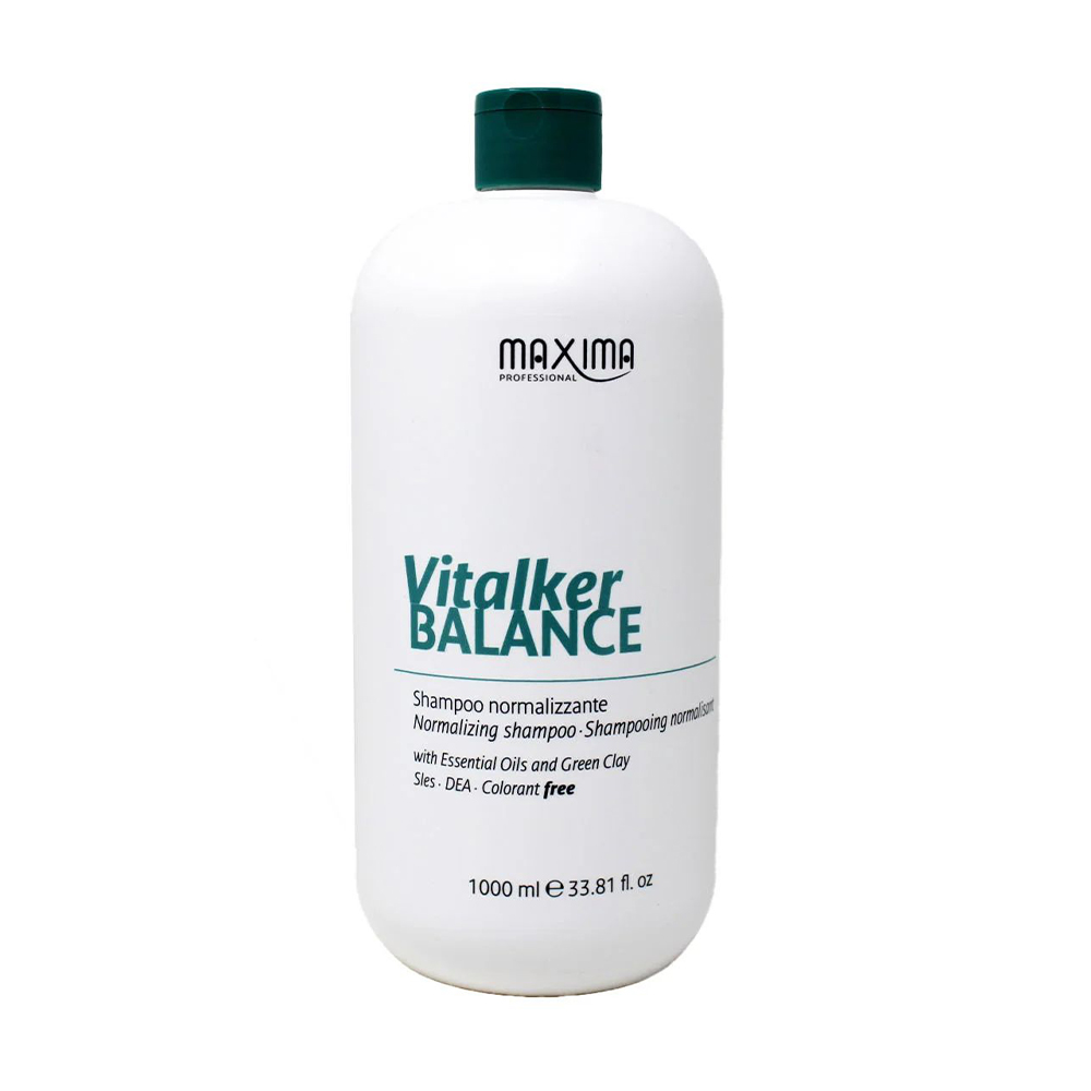 Шампунь для волосся Maxima Professional Vitalker Balance Shampoo з ефірними оліями та зеленою глиною, 1 л